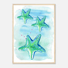 Wood frame A2 (42 x 59.4 cm) - Tide Treasures – Watercolour Starfish Art Print 🌟🩵 - Play By Print