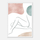 White frame - Boho Nude Line Art Print | Minimalist Female Silhouette with Earth Tones - Iris
