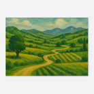 Unframed 21x29.7 cm 8x12" - “Winding Through Green” | Rolling Hills Countryside Print - Play By Print