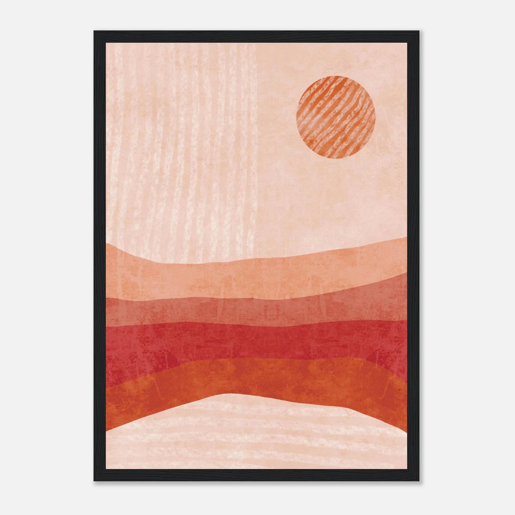 Black frame - Terracotta Sun – Minimalist Abstract Desert Landscape Print - Daisy