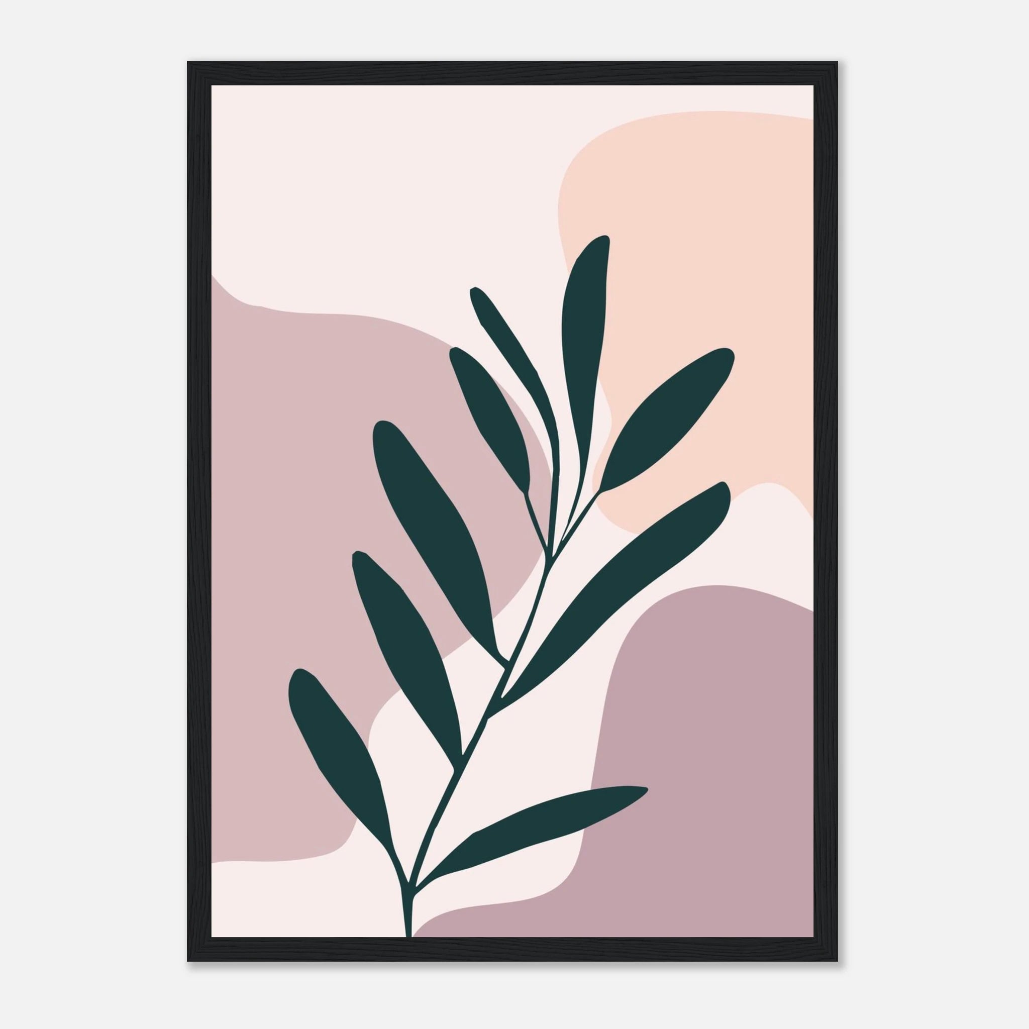 Black frame - Olive Branch on Blush Modern Abstract Wall Art - Jerin