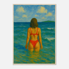 Wood frame A1 (59.4 x 84.1 cm) - Back to the Horizon | Red Bikini Coastal Wall Art - Play By Print