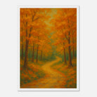 White frame A3 (29.7 x 42 cm) - Golden Autumn Pathway Wall Art | Tranquil Woodland - Play By Print