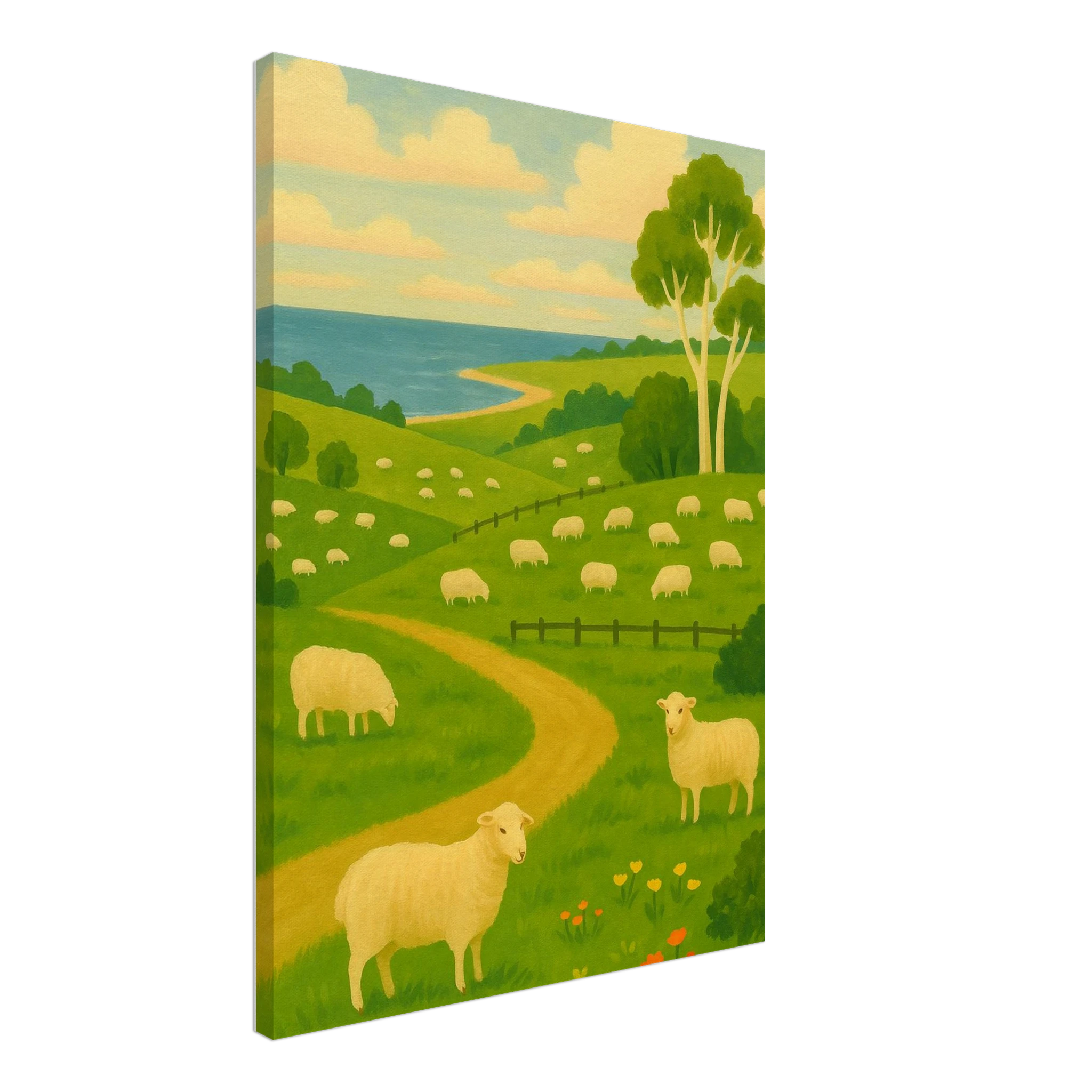 Canvas 50x70 cm 20x28″ - Coastal Sheep Meadow – Australian Pasture Canvas Wall Art - Play By Print