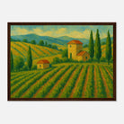 Dark wood frame A3 (29.7 x 42 cm) - Tuscan Serenity – Golden Vineyard Landscape Wall Art Print - Play By Print