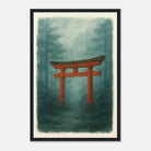 Black frame 30x45 cm 12x18″ - Torii Gate in Mist – Gouache Japanese Landscape Art Print - Play By Print