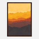 Dark wood frame - Golden Peaks – Warm Sunset Mountain Landscape Wall Art - Daisy