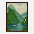 Dark wood frame 50x70 cm 20x28″ - Milford Sound Serenity – New Zealand Fiord Canvas Wall Art - Play By Print