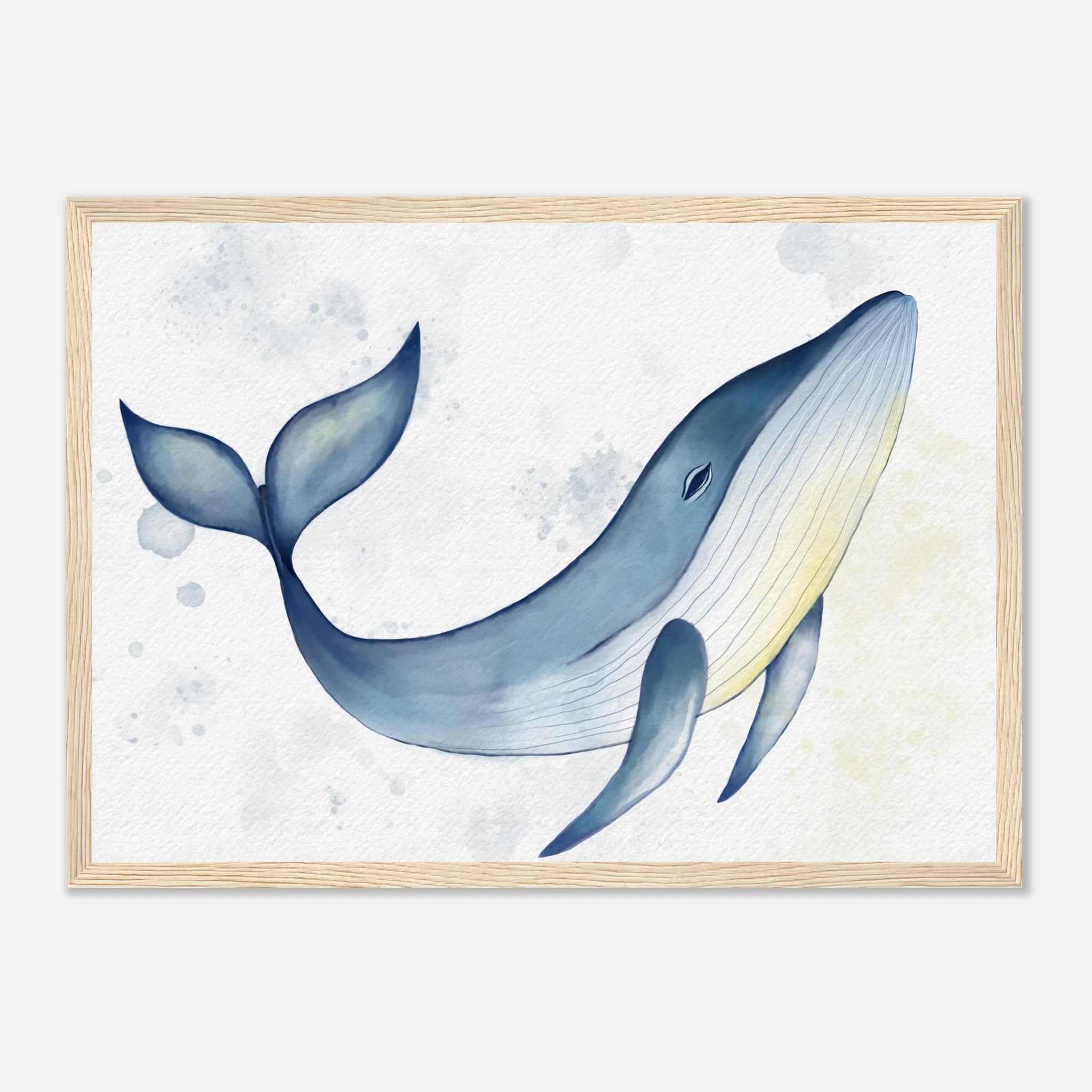 Wood frame - Gentle Whale Nursery Print | Watercolour Ocean Animal Wall Art for Kids - Iris