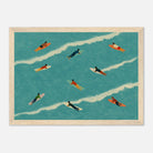 Wood frame 21x29.7 cm 8x12" - “The Paddle Out” Print | Retro Surfer Wall Art - Play By Print