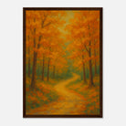 Dark wood frame A3 (29.7 x 42 cm) - Golden Autumn Pathway Wall Art | Tranquil Woodland - Play By Print