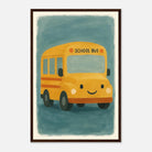Dark wood frame 40x60 cm 16x24″ - Happy School Bus – Whimsical Nursery Art Print - Play By Print