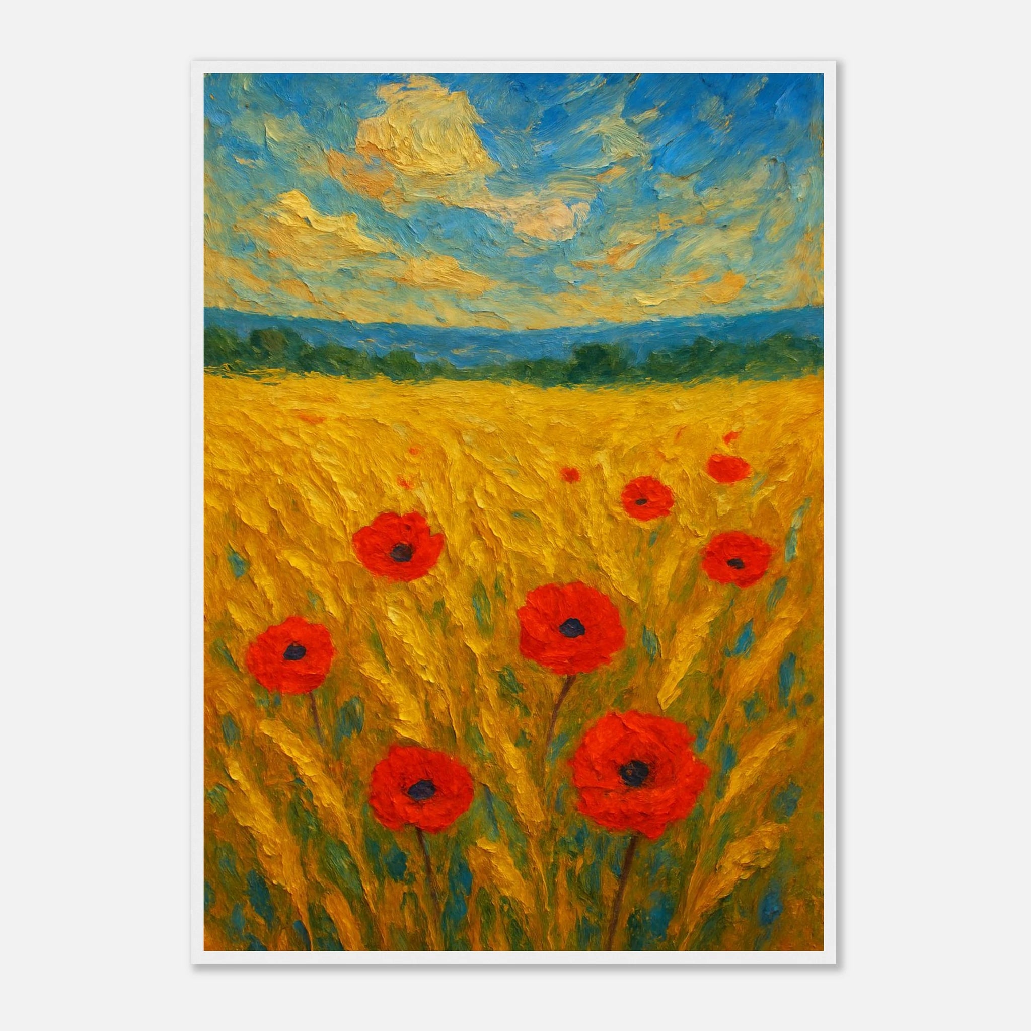 White frame A1 (59.4 x 84.1 cm) - Golden Poppy Field Print | Vibrant Impressionist Landscape - Play By Print