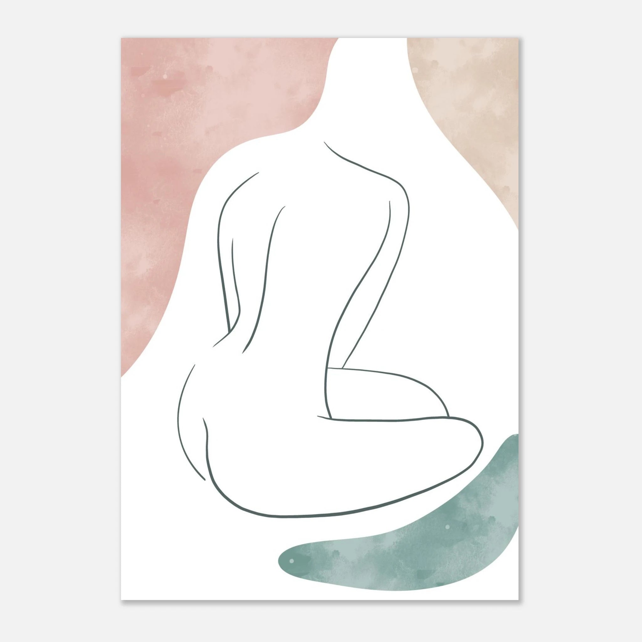 Unframed - Minimalist Nude Wall Art | Boho Line Drawing in Soft Earth Tones - Iris