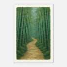 White frame 40x60 cm 16x24″ - Bamboo Forest Path – Gouache Landscape Art Print - Play By Print