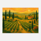Unframed A2 (42 x 59.4 cm) - “Sunset Over Tuscany” | Golden Vineyard Landscape - Play By Print