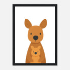 Black frame - Kangaroo with Joey – Minimalist Australian Animal Art Print | Nursery or Nature-Themed Poster - Play By Print
