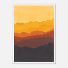 White frame - Golden Peaks – Warm Sunset Mountain Landscape Wall Art - Daisy