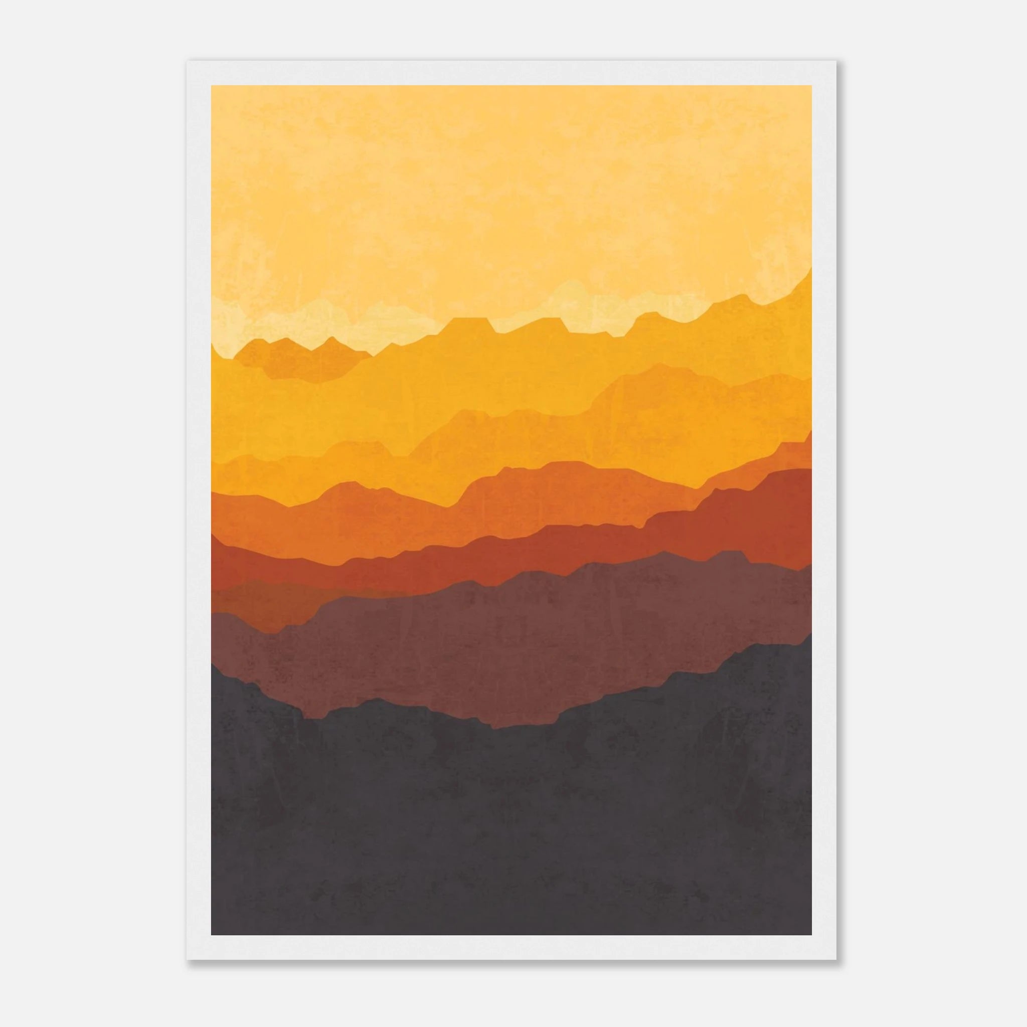 White frame - Golden Peaks – Warm Sunset Mountain Landscape Wall Art - Daisy