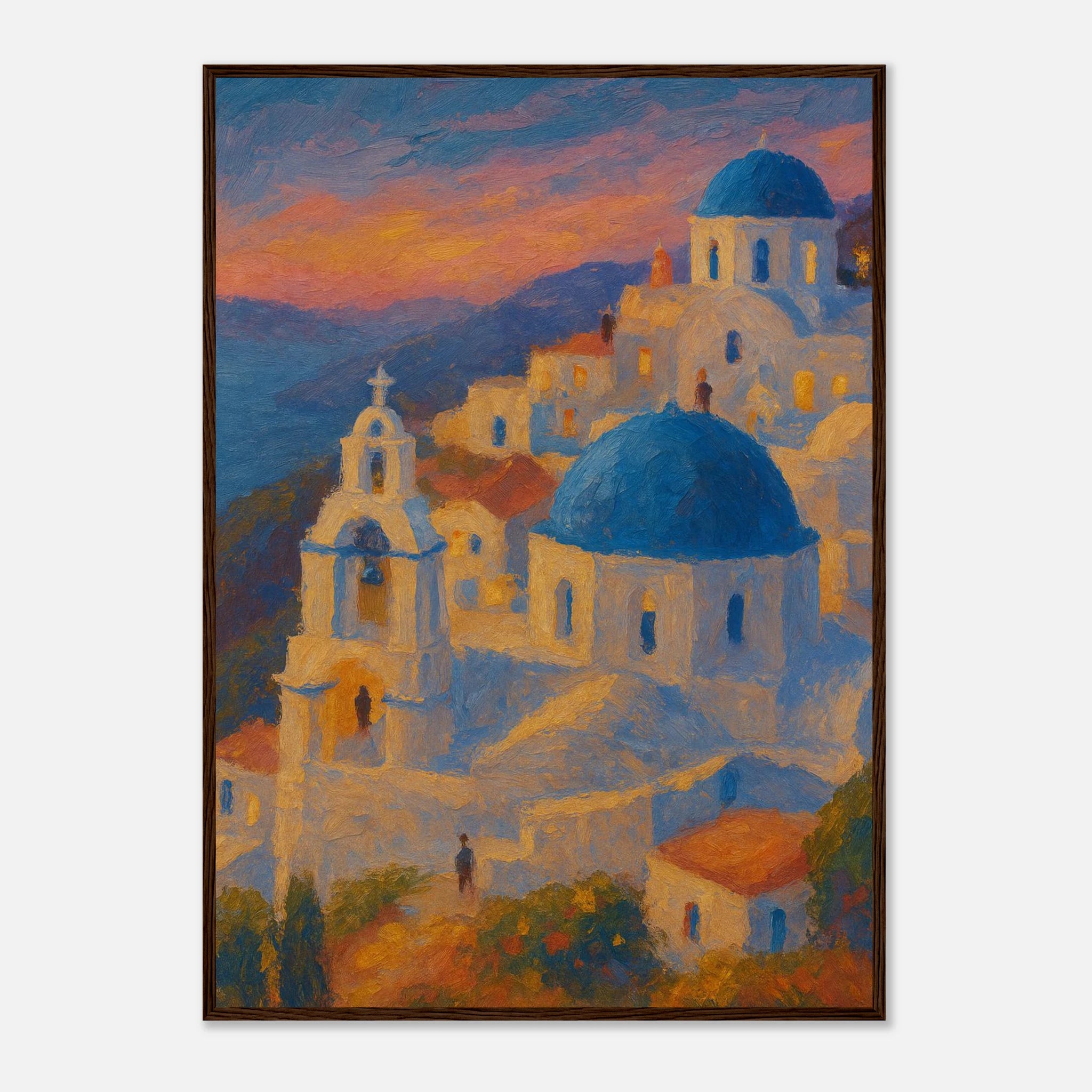 Dark wood frame A1 (59.4 x 84.1 cm) - "Sunset Over Santorini" Print | Mediterranean Wall Art - Play By Print