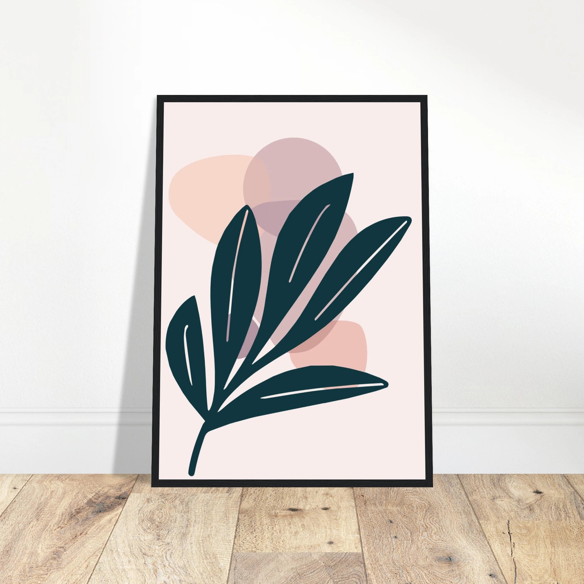 # all-groups - Midnight Leaf & Blush Shapes Modern Abstract Wall Art - Jerin