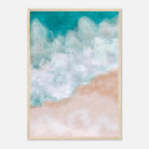 Wood frame - Coastal Bliss – Soft Wave Abstract Beach Print - Daisy