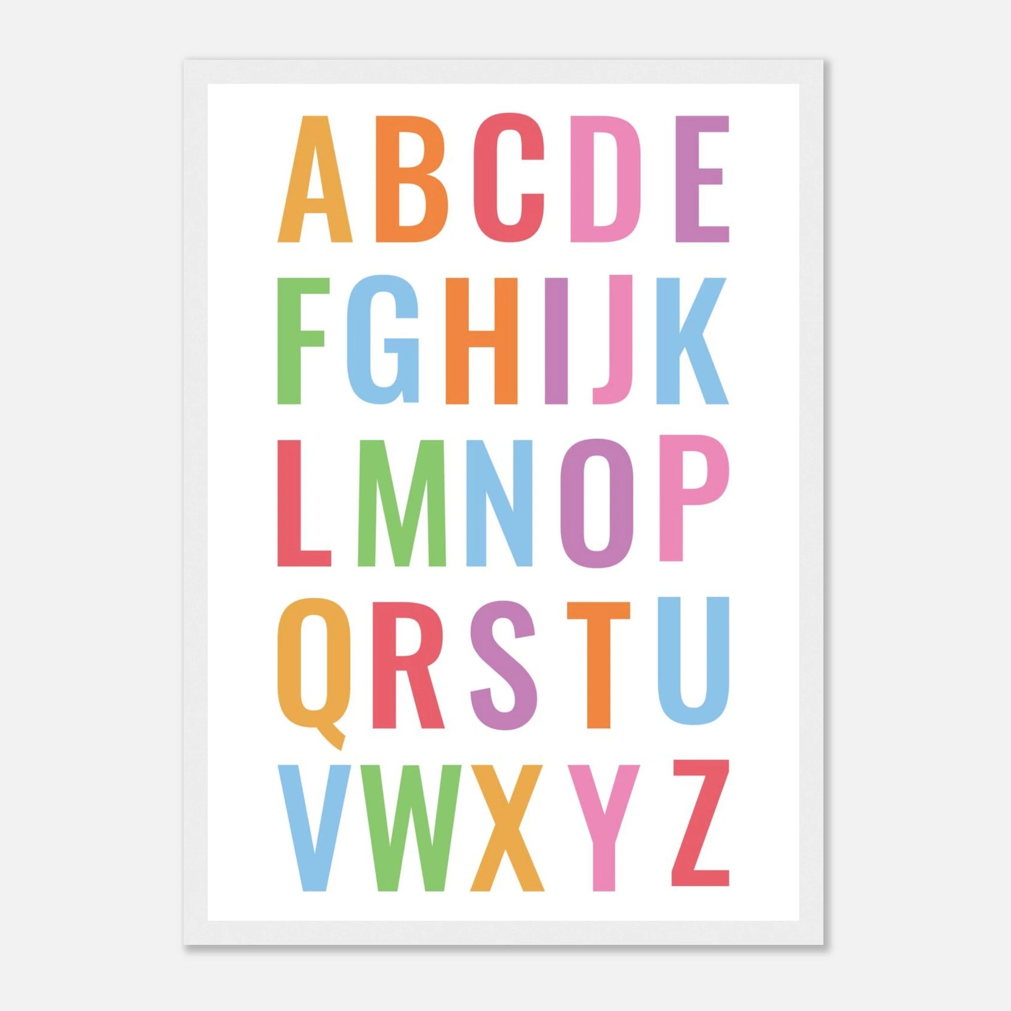 White frame - Bright Alphabet Poster – Colourful ABC Wall Art for Kids by Elena - Elena