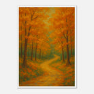 White frame A2 (42 x 59.4 cm) - Golden Autumn Pathway Wall Art | Tranquil Woodland - Play By Print