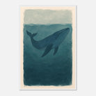White frame 60x90 cm 24x36″ - Blue Whale – Gouache-Style Art Print - Play By Print