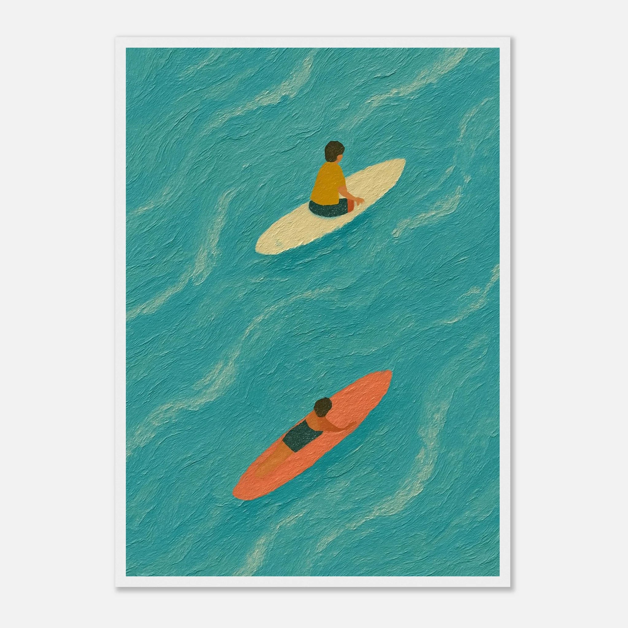 White frame A2 (42 x 59.4 cm) - "Drift and Dream" Surf Print | Minimal Coastal Wall Art - Play By Print