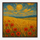 Dark wood frame 50x50 cm 20x20″ - “Sun-Spun Fields” | Golden Wheat & Poppy Field Art Print - Play By Print