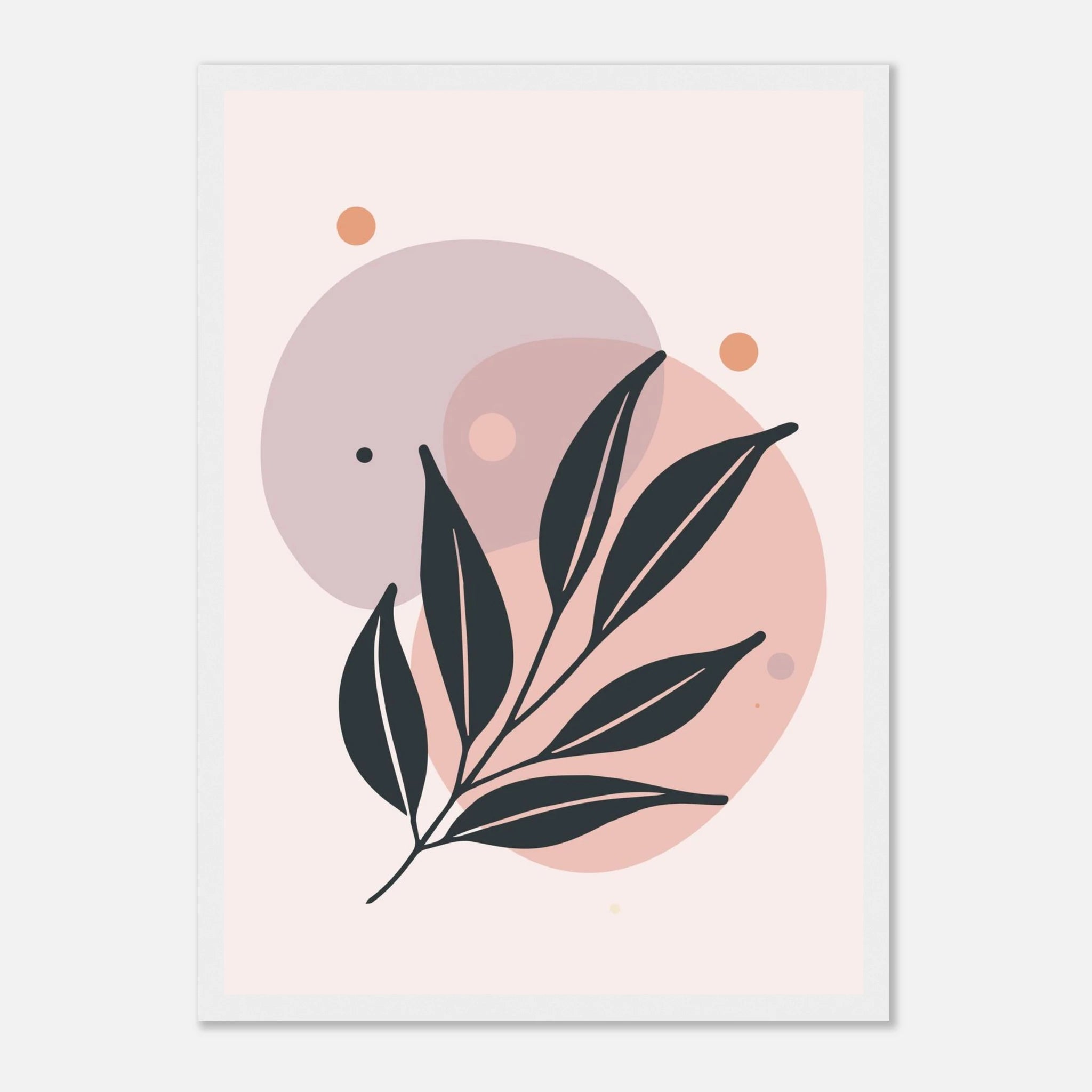 White frame - Muted Blush Leaves Modern Abstract Wall Art - Jerin