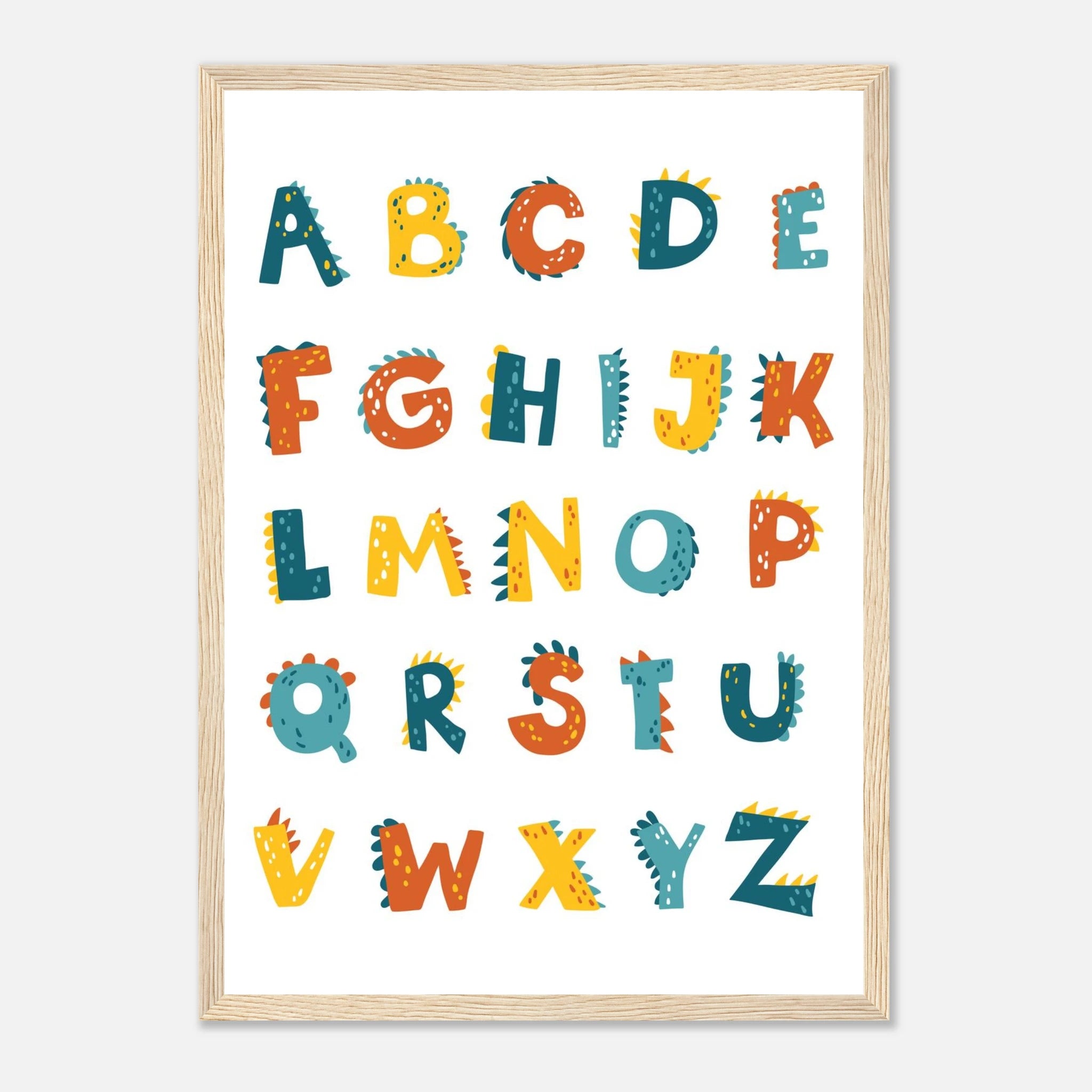 Wood frame - Dinosaur Alphabet Poster | A–Z Dino-Themed ABC Print for Kids - CDT