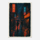 Unframed 60x90 cm 24x36″ - City Shadows – Rainy Night in Tokyo Neon Alley Print - Play By Print