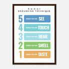 Dark wood frame - 5-4-3-2-1 Grounding Technique Poster | Mindfulness & Anxiety Support for Kids - Elena