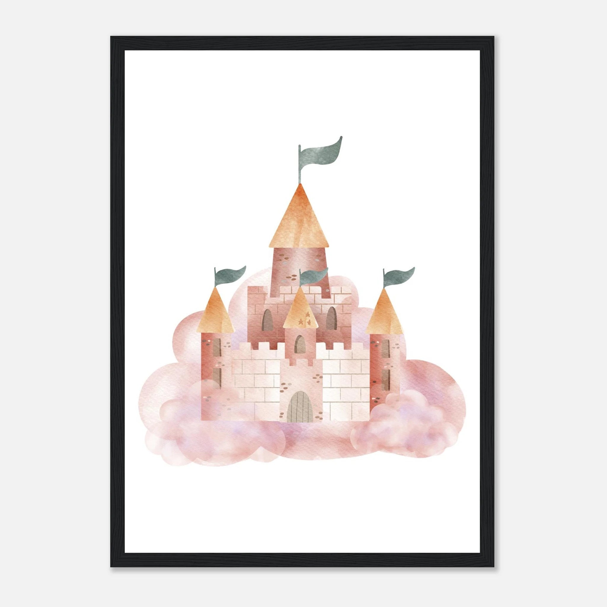 Black frame - Watercolour Princess Castle Wall Art - Olga