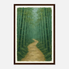 Dark wood frame 30x45 cm 12x18″ - Bamboo Forest Path – Gouache Landscape Art Print - Play By Print