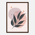 Dark wood frame - Muted Blush Leaves Modern Abstract Wall Art - Jerin