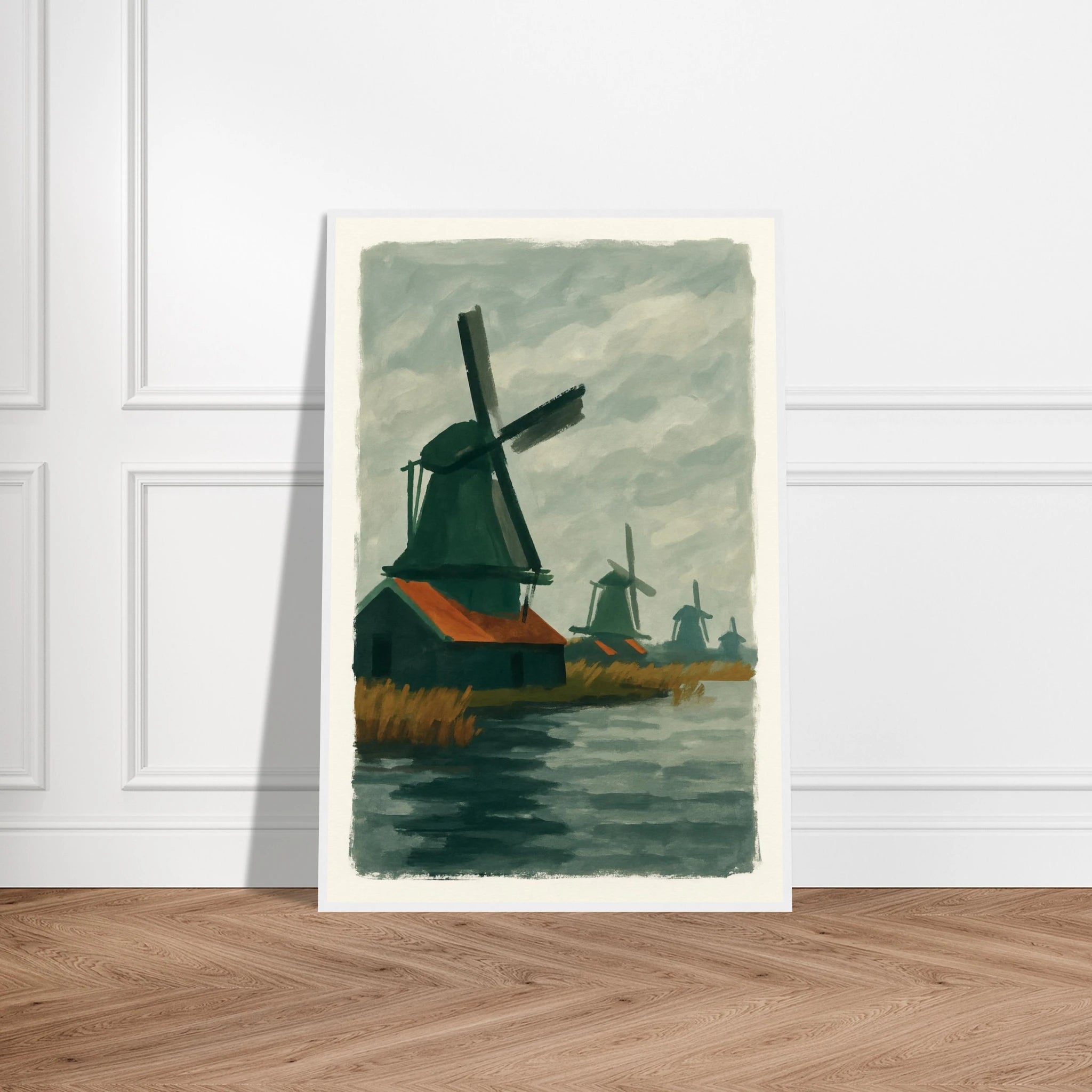 # all-groups - Dutch Windmills at Zaandam – Gouache-Style Art Print - Play By Print