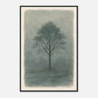 Black frame 60x90 cm 24x36″ - Misty Monochrome Tree – Minimalist Landscape Art Print - Play By Print