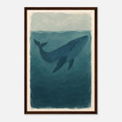 Dark wood frame 30x45 cm 12x18″ - Blue Whale – Gouache-Style Art Print - Play By Print