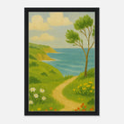 Black frame 40x60 cm 16x24″ - Windy Coastal Walking Path Canvas Wall Art - Play By Print