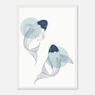 White frame - Minimalist Koi Fish Art Print - Jerin