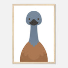Wood frame - Emu – Minimalist Australian Animal Art Print | Native Bird Poster for Nursery or Classroom - Play By Print