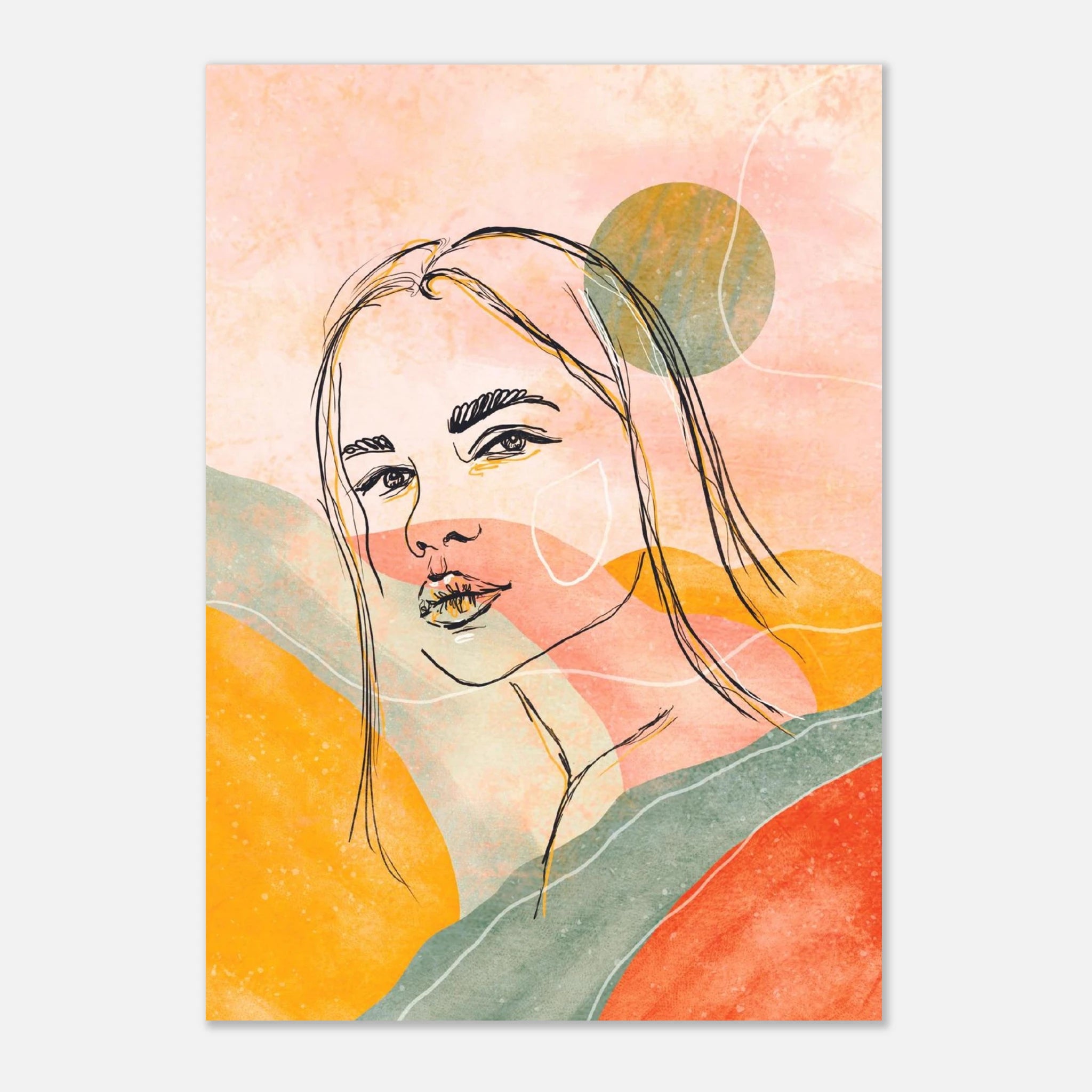 Unframed - Sunset Muse – Abstract Female Portrait Wall Art - Daisy