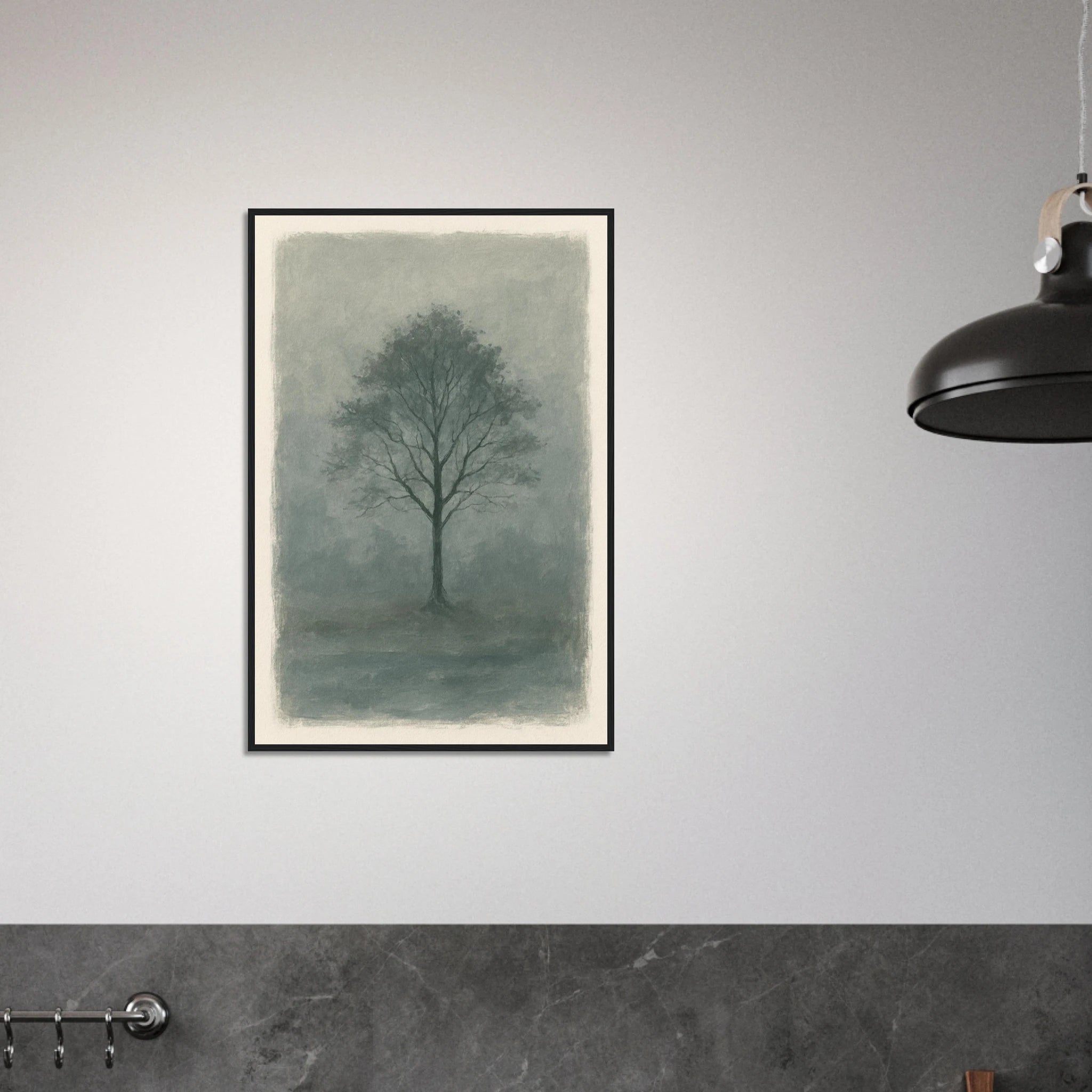 # all-groups - Misty Monochrome Tree – Minimalist Landscape Art Print - Play By Print