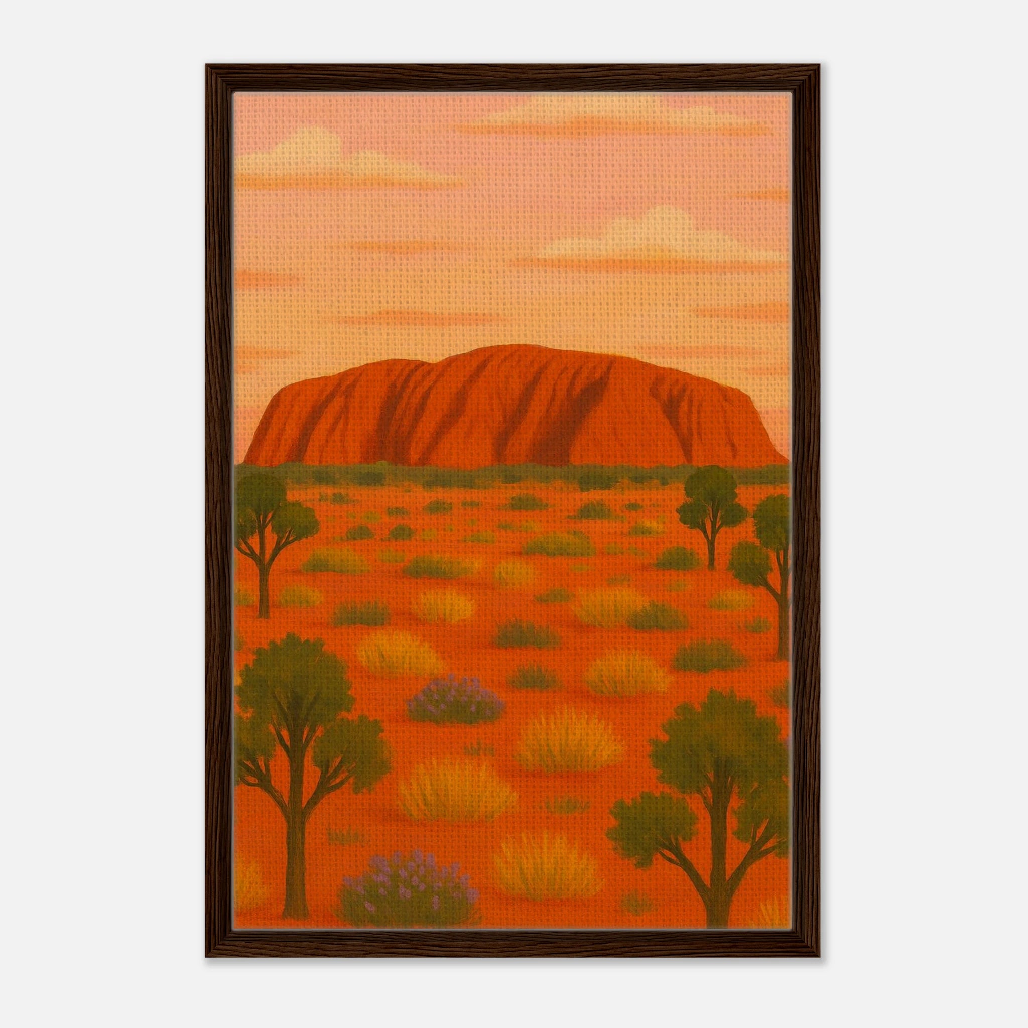 Dark wood frame 50x75 cm 20x30″ - Uluru Dreaming – Australian Outback Canvas Wall Art - Play By Print