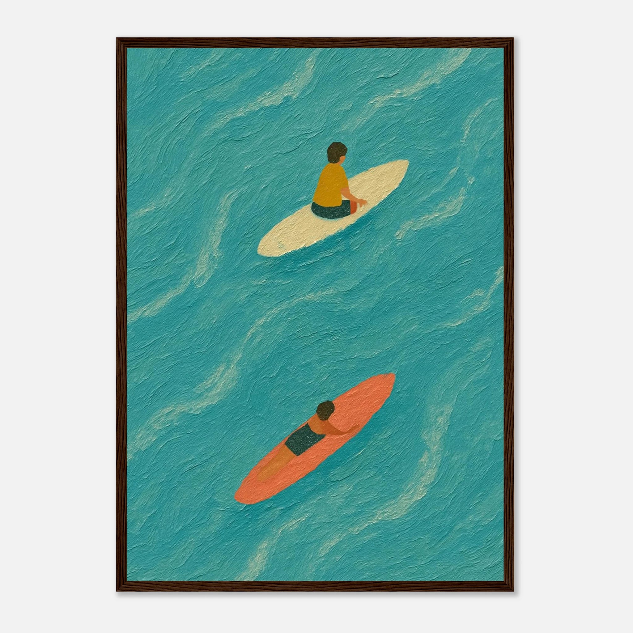 Dark wood frame A2 (42 x 59.4 cm) - "Drift and Dream" Surf Print | Minimal Coastal Wall Art - Play By Print