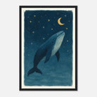 Black frame 30x45 cm 12x18″ - Whale Wishes Under the Moon – Magical Nursery Art Print - Play By Print