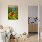 # all-groups - Up & Away – Hot Air Balloons Over Green Hills Wall Art Print - Play By Print
